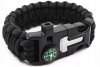 Bransoletka paracord krzesiwo kompas gwizdek survival czarna 5w1